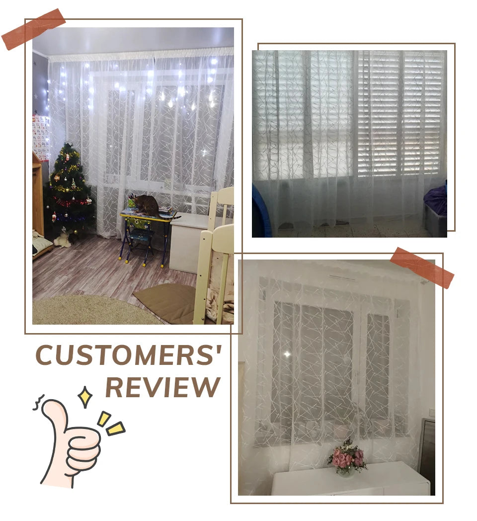 New Geometry White Embroidery Tulle Curtains for the Living Room Modern Sheer Curtain for Bedroom Window Blind Voile Custom Size