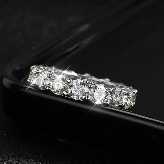 3mm 5mm D Color Moissanite Full Eternity Ring Engagement Wedding Band with GRA 925 Sterling Silver Rings for Women Fine Jewelry