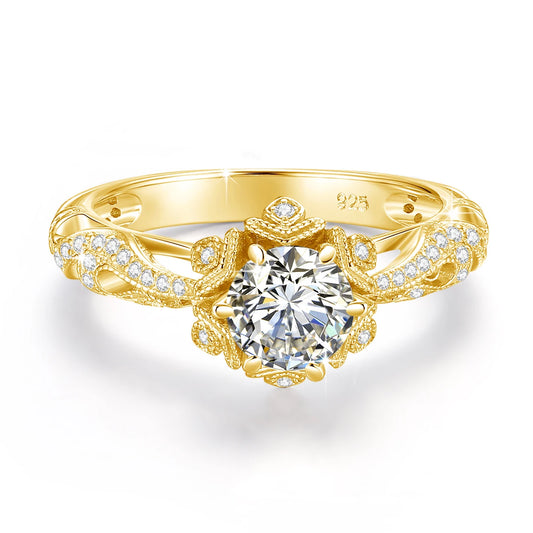 Luxury 18k Gold Plated Women Ring 1ct D vvs1 Moissanite 925 Silver Wedding Band High Quality Engagement Gift Fine Jewelry