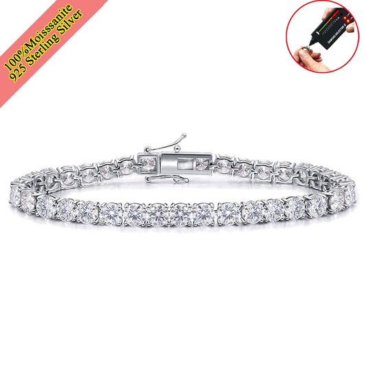 Real Moissanite Tennis Bracelet for Women Men 3.0mm Lab Diamond Bangle with Certificates 925 Sterling Silver Fine Jewelry