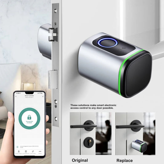 Zemismart BLE Smart Electronic DoorLock Work with Tuya DIY Cylinder Core Fingerprint APP Keys IC Card Unlock for Home Hotels