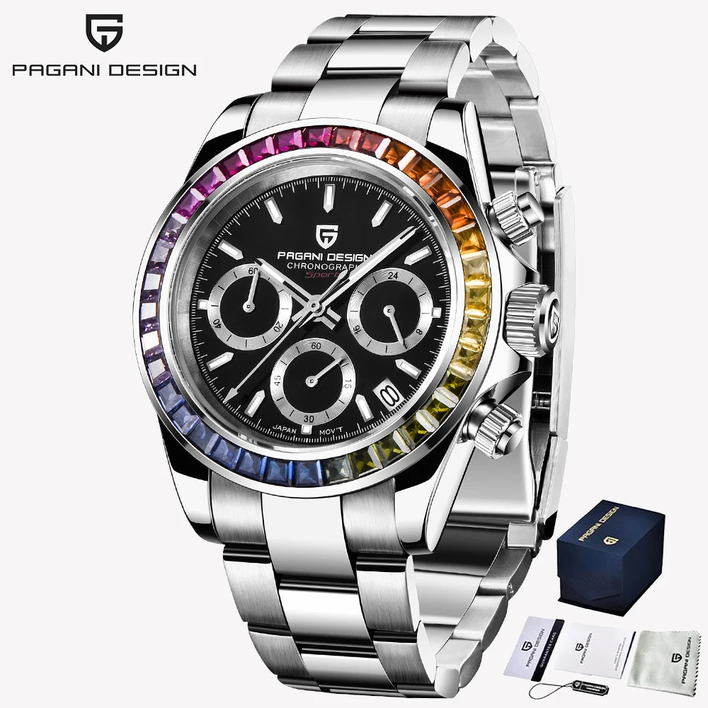 2025 New PAGANI DESIGN Rainbow Circle PD1644 Luxury Quartz Watch For Men Automatic Wristwatches Men Sport Waterproof Chronograph
