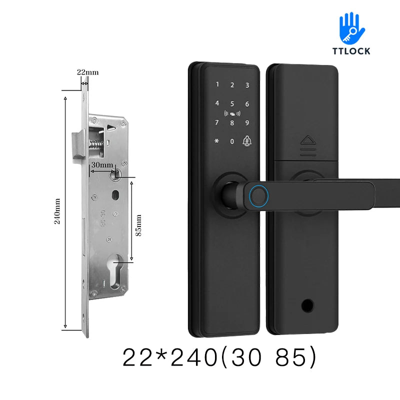 2025 Smart Door Lock With Bluetooth-compatible TTLock APP Digital Electronic Lock Smart Home Wooden Door Lock Fingerprint