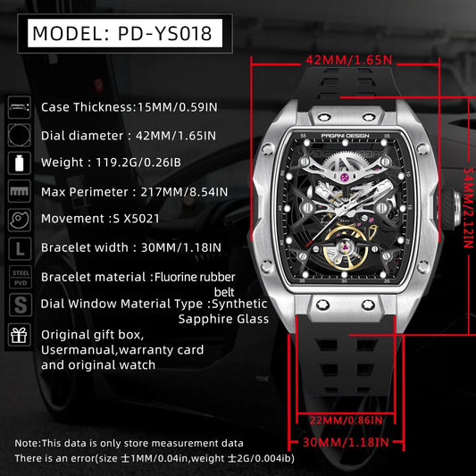 PAGANI DESIGN 2025 New Men's Automatic Mechanical Watch 42mm Fashion Casual Skeleton Sapphire Stainless Steel Watch for Men