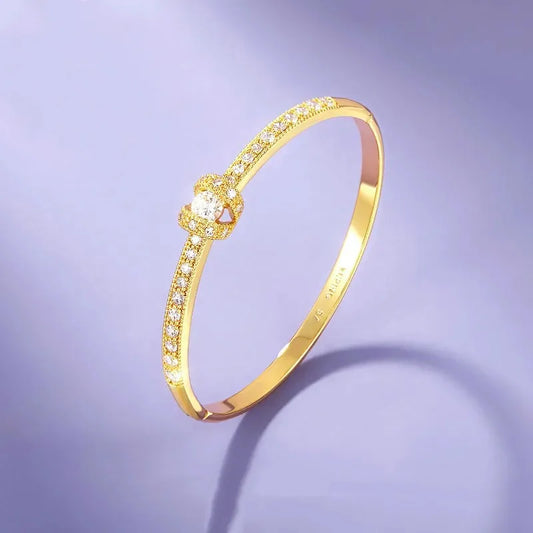 AU999 Gold Bracelet Diamond Clamps Bracelet AU750 Women's Simple Light Bracelet 24K Real Gold Bracelet Jewelry