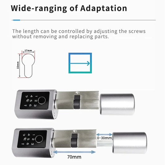 Easy Replacement Cylinder Smart Lock APP TTlock Bluetooth Fingerprint Password NFC Unlock Auto Lock/ Unlock Security Protection