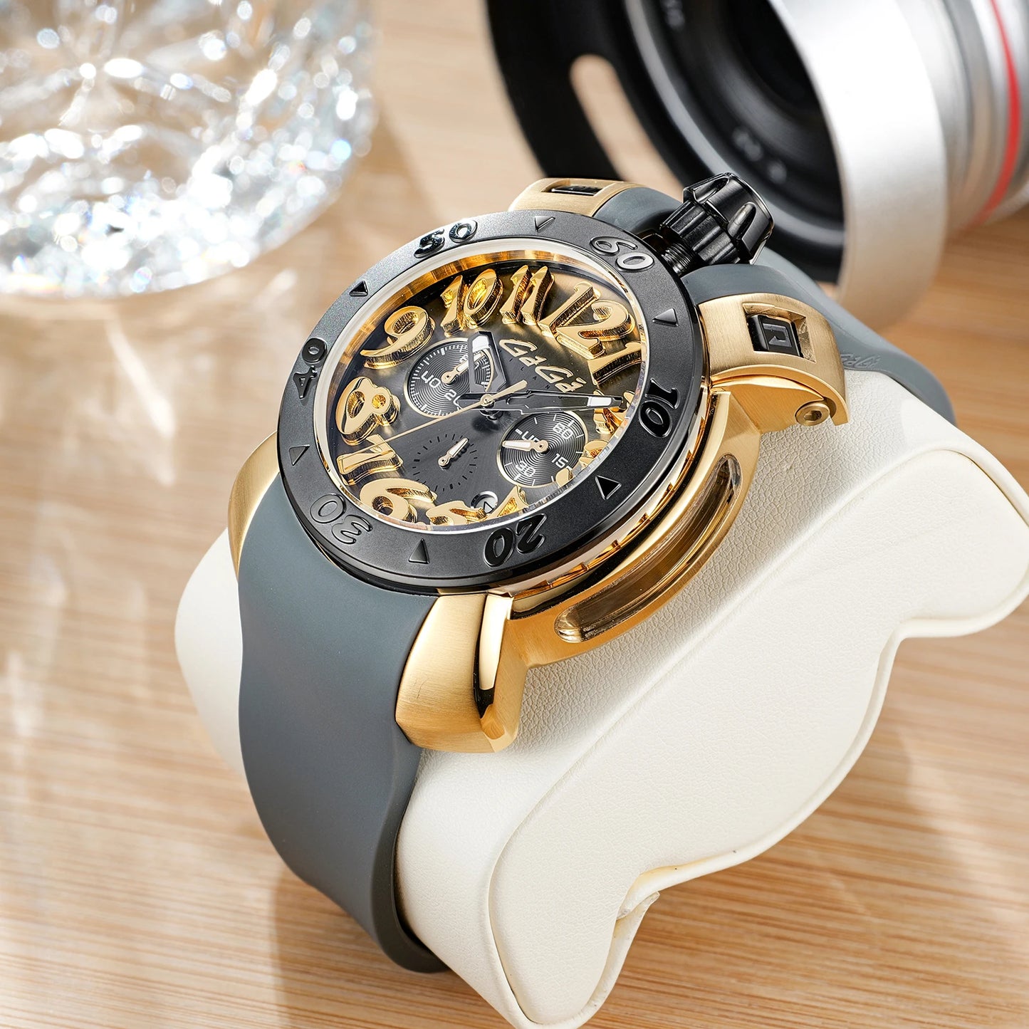 Gaga Men's Rose Gold Automatic Watch - Big Dial Waterproof Sport Clock with Comfortable Rubber Band And Big Numerals Design