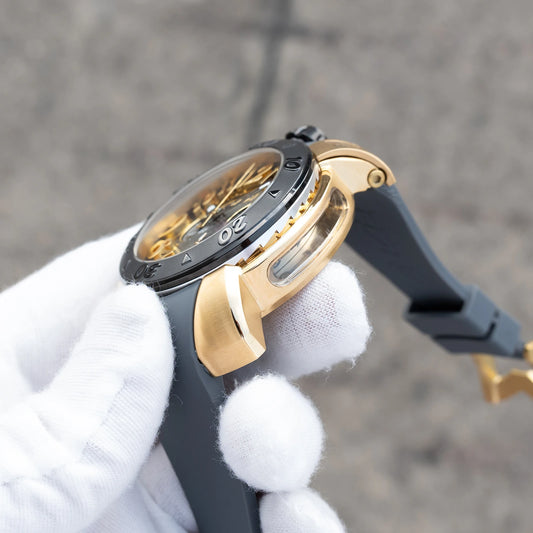 Gaga Men's Rose Gold Automatic Watch - Big Dial Waterproof Sport Clock with Comfortable Rubber Band And Big Numerals Design