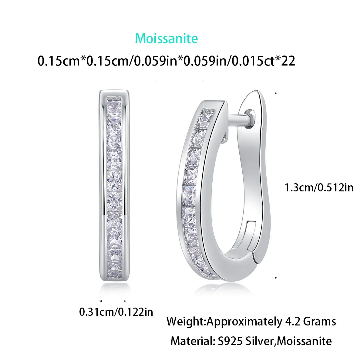 TBCYD 1MM D Color Full Moissanite Loop Hoop Earrings For Women S925 Silver 18k White Gold Plated Sparkling Ear Clip Jewelry Gift