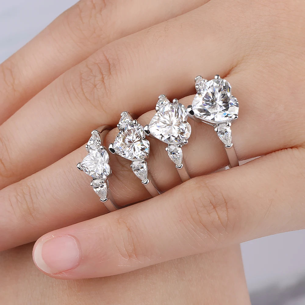 1-4Carat Heart Shape Moissanite Ring for Women Certified S925 Sterling Silver Heart Diamond Engagement Wedding Band Jewelry Gift