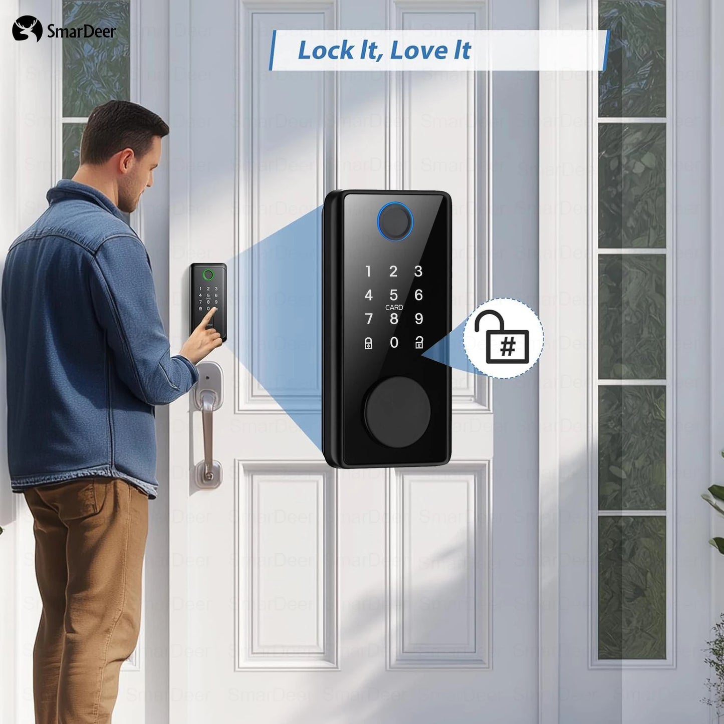 Smart Door Lock - Keyless Entry Fingerprint Lock with Digital Keypad, WiFi Electronic Door Lock featuring Anti-Peep Code