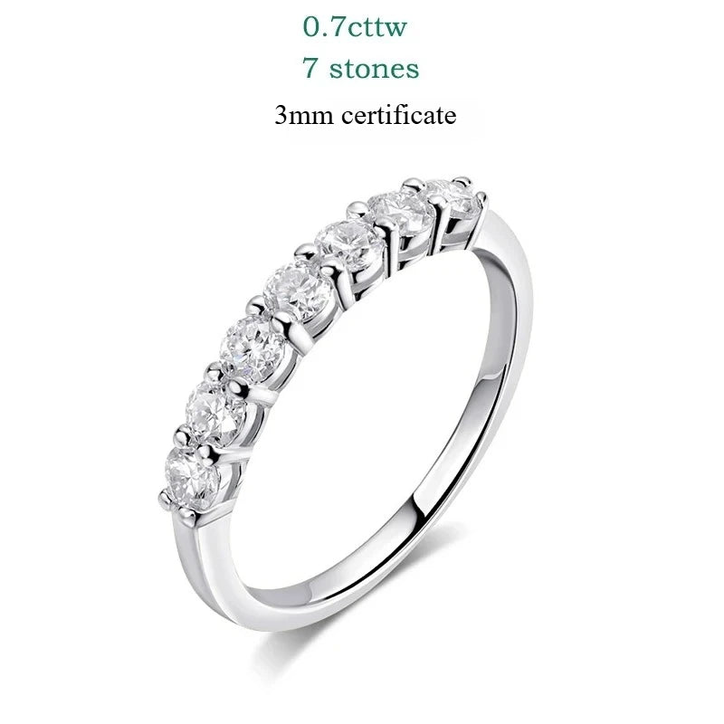 Smyoue 0.7CT 3mm Gemstone Moissanite Rings for Women S925 Silver Matching Wedding Diamonds Band Stackable Ring White Gold Gift