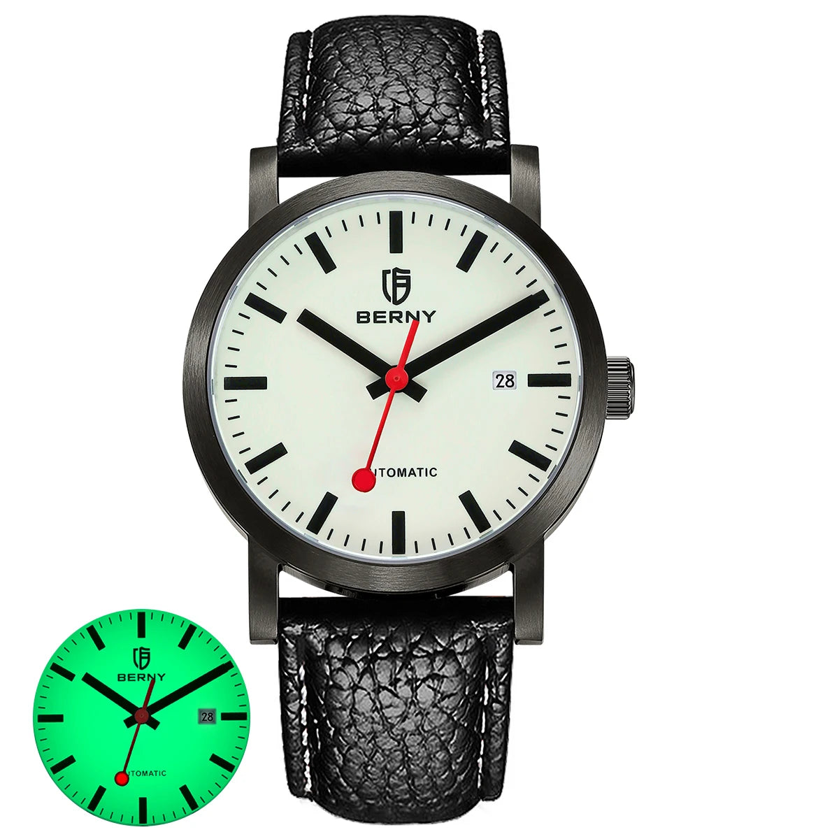 BERNY Watch for Men Automatic Self-Wind Luxury Watch Sappire MIYOTA 8215 Top Luminous 5ATM Mechanical Railroad Wristwatch