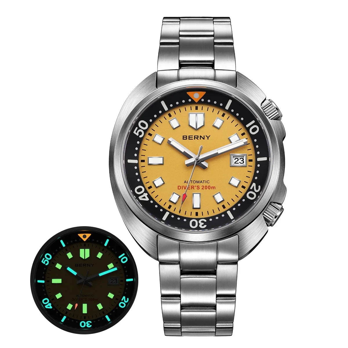 BERNY Automatic Compressor Diver Watch for Men Super Luminous Miyota 8215 Sapphire Swim Sport 20ATM Mechanical Men's Dive Watch