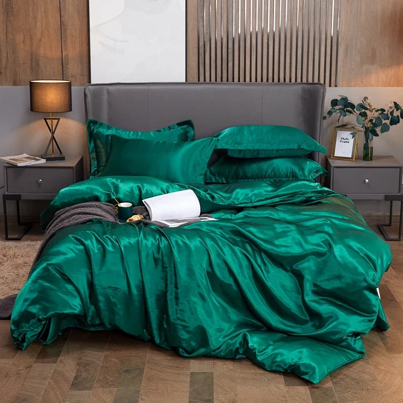 Luxury Rayon Bedding Set Solid Color Luxury Bedding Kit Satin Duvet Cover Set Bed Set pour lit Double,Queen,King,2pcs/3pcs/4pcs