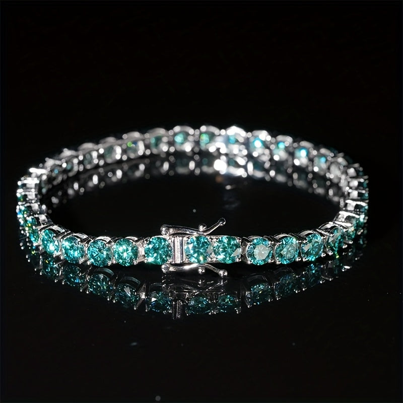 0.1-0.5 Carat Green Moissanite Bracelet, S925 Silver Elegant Multi-functional Tennis Chain for Both Men And Women, High-end Light Luxury Jewelry, Perfect Gift for Engagement, Wedding, Valentine's Day, Mother's Day, Anniversar