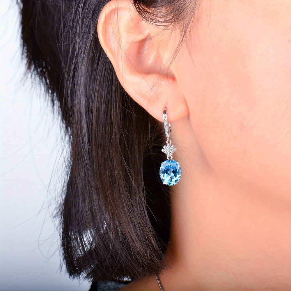 "925 Sterling 925 Silver Natural Topaz Earrings for - Elegant, Fashionable, Luxurious, and Sophisticated. Perfect for Valentine's Day, Mother's Day, Birthdays, Christmas, and Thanksgiving as a Gift for Your Beloved.", for Tee