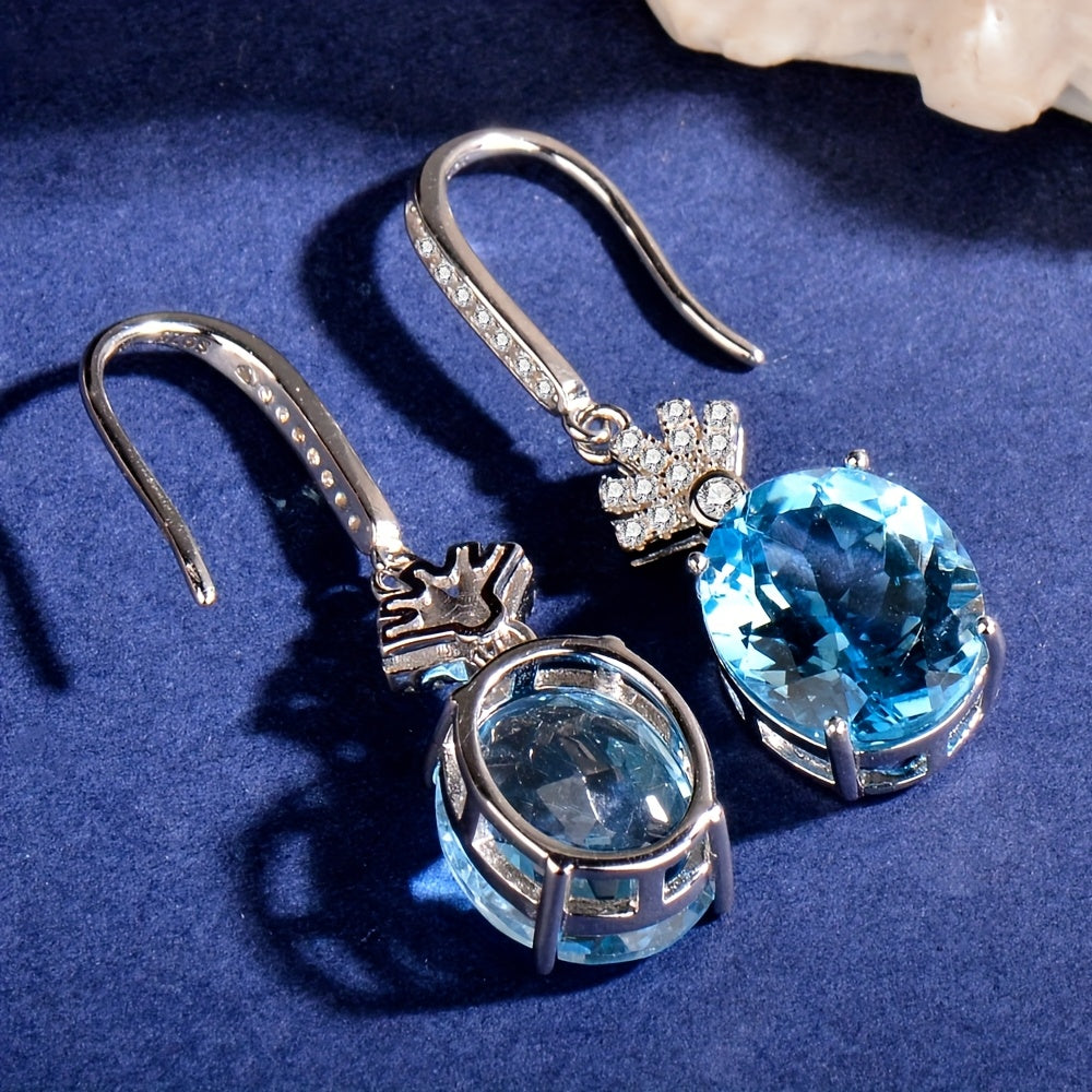 "925 Sterling 925 Silver Natural Topaz Earrings for - Elegant, Fashionable, Luxurious, and Sophisticated. Perfect for Valentine's Day, Mother's Day, Birthdays, Christmas, and Thanksgiving as a Gift for Your Beloved.", for Tee