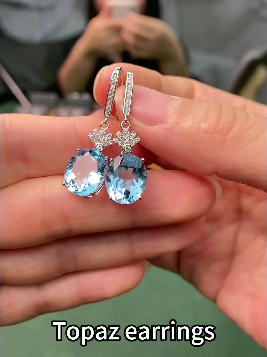 "925 Sterling 925 Silver Natural Topaz Earrings for - Elegant, Fashionable, Luxurious, and Sophisticated. Perfect for Valentine's Day, Mother's Day, Birthdays, Christmas, and Thanksgiving as a Gift for Your Beloved.", for Tee