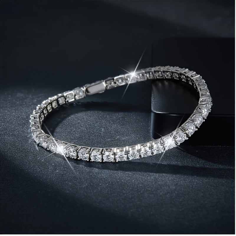 1pc 0.1-0.5 Carat Moissanite Bracelet, S925 Silver Temperament Versatile Tennis Chain Jewelry Unisex