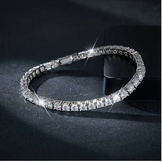 1pc 0.1-0.5 Carat Moissanite Bracelet, S925 Silver Temperament Versatile Tennis Chain Jewelry Unisex