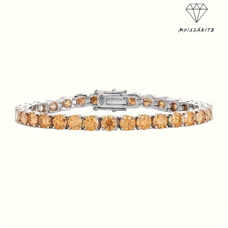 1pc 0.1-0.5 Carat Moissanite Bracelet, S925 Silver Temperament Versatile Tennis Chain Jewelry Unisex