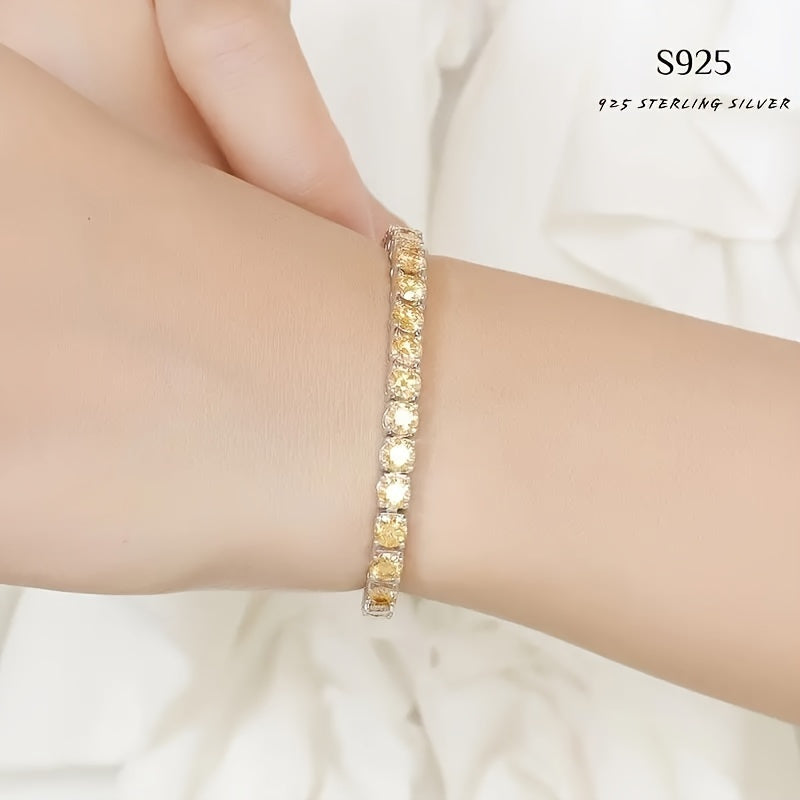 1pc 0.1-0.5 Carat Moissanite Bracelet, S925 Silver Temperament Versatile Tennis Chain Jewelry Unisex