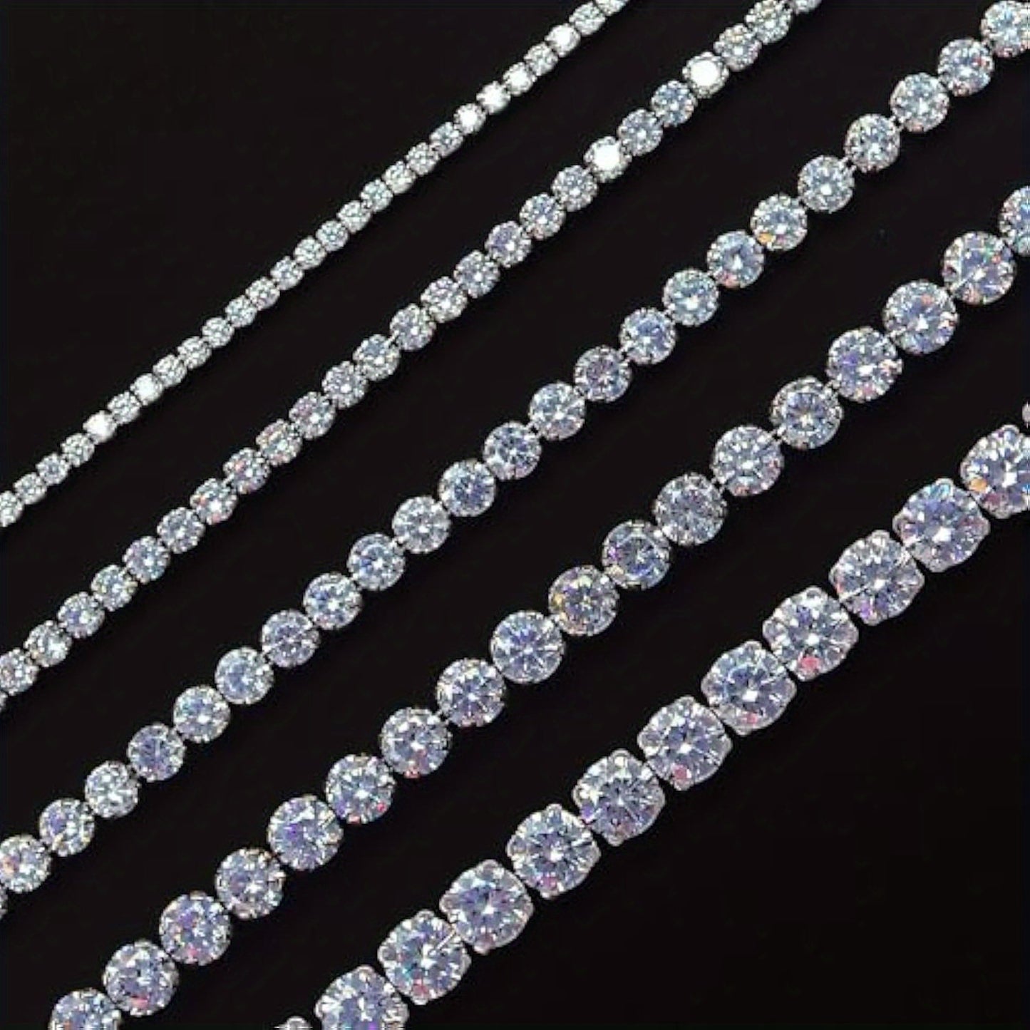 1pc 2-6Mm Moissanite Tennis Bracelet, 2.4-26.2Ct Round Laboratory Synthetic Moissanite, 925 Sterling Silvery for Men And Women, 6.5 to 20.32 cm in Length