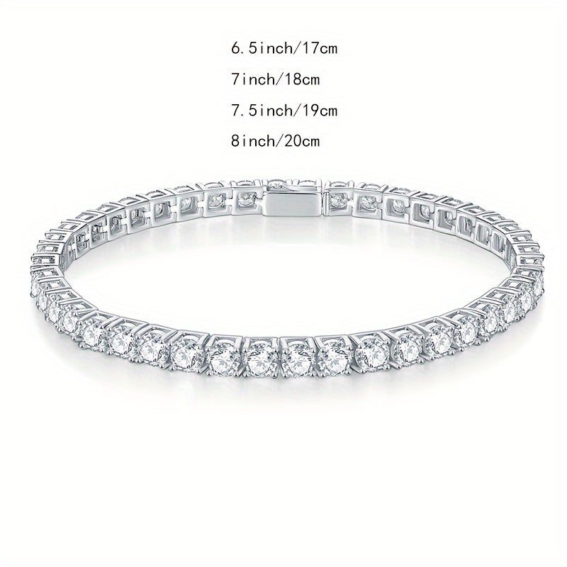 1pc 0.1-0.5 Carat Moissanite Bracelet, S925 Silver Temperament Versatile Tennis Chain Jewelry Unisex