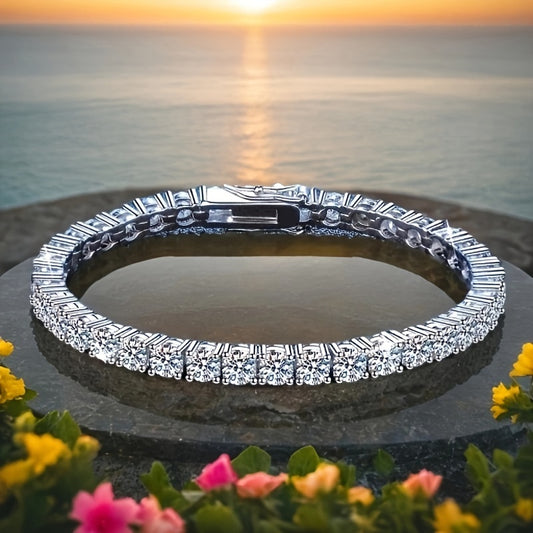 925 Silvery Tennis Bracelet, Suitable Women and Men, Fashionable and Beautiful, Sparkling and Charming, Daily Wear, Family and Friends- Banquet, Valentine's Day, Anniversary, Holiday