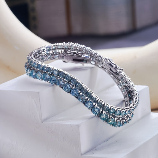 Shiny Gorgeous Women'S Tennis Bracelet, Full Moissanite Style Design Bracelet, Women'S Luxury Jewelry, Engagement Wedding Bracelet, Birthday, Anniversary, Valentine'S Day, Mother'S Day, Halloween, Thanksgiving, Christmas Gift