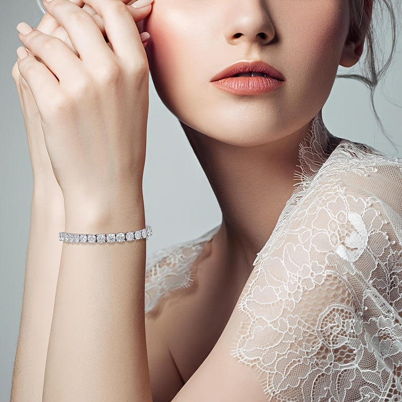 925 Silver Moissanite Tennis Bracelet 5mm, 14k Gold Plated Moissanite Necklace for Men and Women, Handmade Anniversary Gift