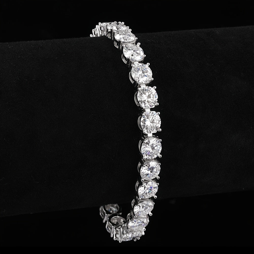 925 Silver Moissanite Tennis Bracelet 5mm, 14k Gold Plated Moissanite Necklace for Men and Women, Handmade Anniversary Gift