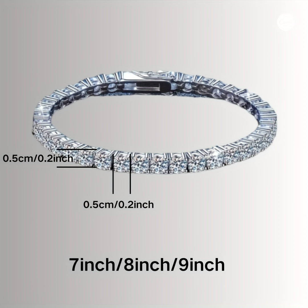 925 Silvery Tennis Bracelet, Suitable Women and Men, Fashionable and Beautiful, Sparkling and Charming, Daily Wear, Family and Friends- Banquet, Valentine's Day, Anniversary, Holiday