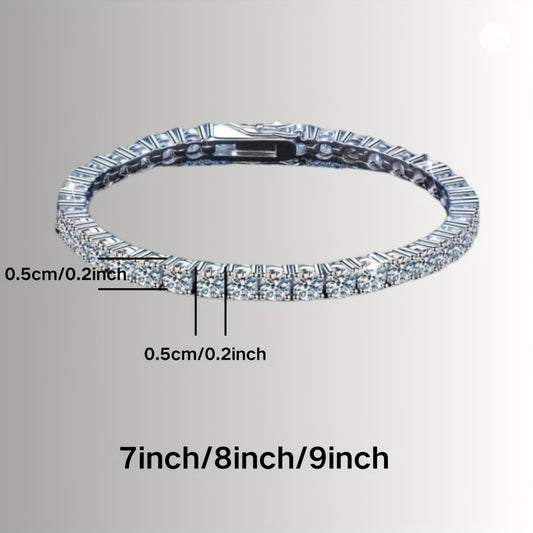 925 Silvery Tennis Bracelet, Suitable Women and Men, Fashionable and Beautiful, Sparkling and Charming, Daily Wear, Family and Friends- Banquet, Valentine's Day, Anniversary, Holiday