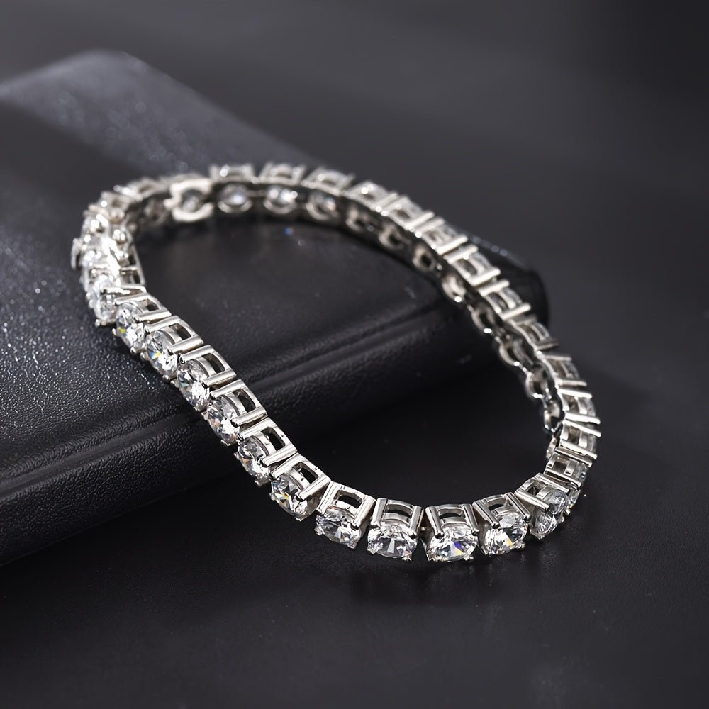 1pc 0.1-0.5 Carat Moissanite Bracelet, S925 Silver Temperament Versatile Tennis Chain Jewelry Unisex