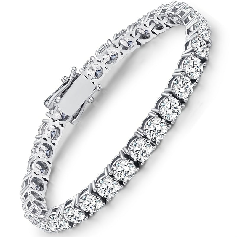 925 Silver Moissanite Tennis Bracelet 5mm, 14k Gold Plated Moissanite Necklace for Men and Women, Handmade Anniversary Gift