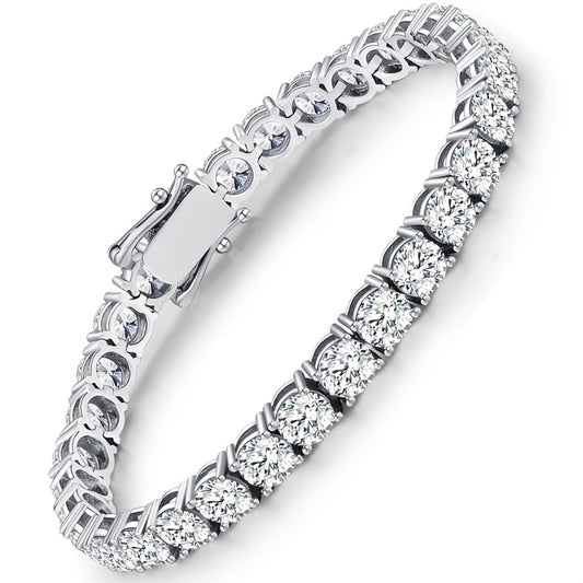 925 Silver Moissanite Tennis Bracelet 5mm, 14k Gold Plated Moissanite Necklace for Men and Women, Handmade Anniversary Gift