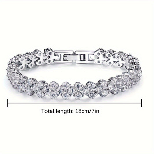 925 sterling silver, sparkling bracelet/bangle, ocean heart-shaped Roman style bracelet, hypoallergenic, fashionable and elegant, unique high-end design, birthdays, weddings, anniversaries, and Valentine's Day gifts.