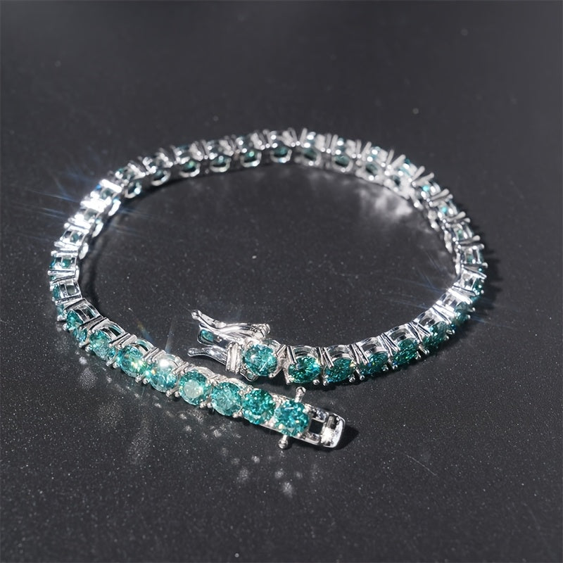 0.1-0.5 Carat Green Moissanite Bracelet, S925 Silver Elegant Multi-functional Tennis Chain for Both Men And Women, High-end Light Luxury Jewelry, Perfect Gift for Engagement, Wedding, Valentine's Day, Mother's Day, Anniversar