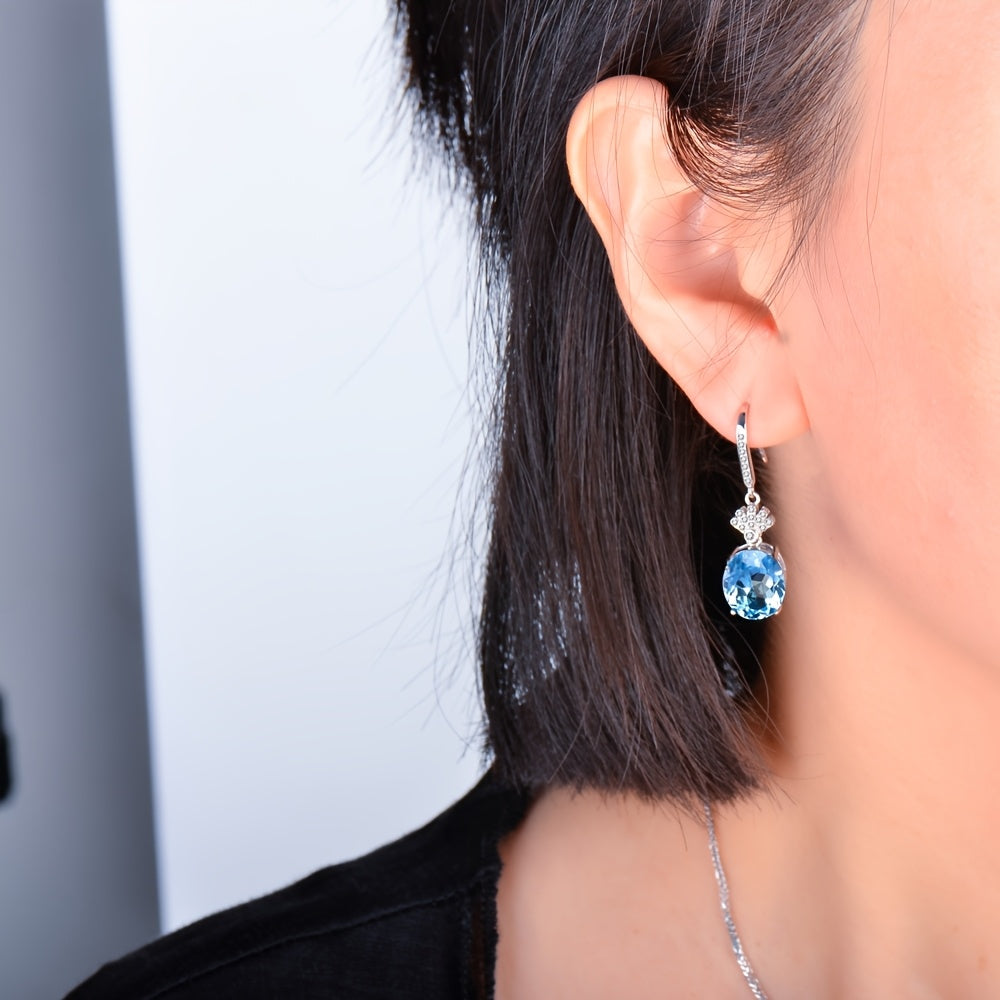 "925 Sterling 925 Silver Natural Topaz Earrings for - Elegant, Fashionable, Luxurious, and Sophisticated. Perfect for Valentine's Day, Mother's Day, Birthdays, Christmas, and Thanksgiving as a Gift for Your Beloved.", for Tee