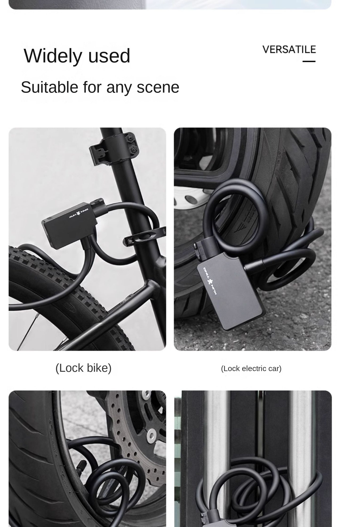 XUNTING Smart Fingerprint Bike Lock, App Control Keyless 10mm Steel Cable Anti-Theft Security for Bicycle Motorcycle E-Bike IP67
