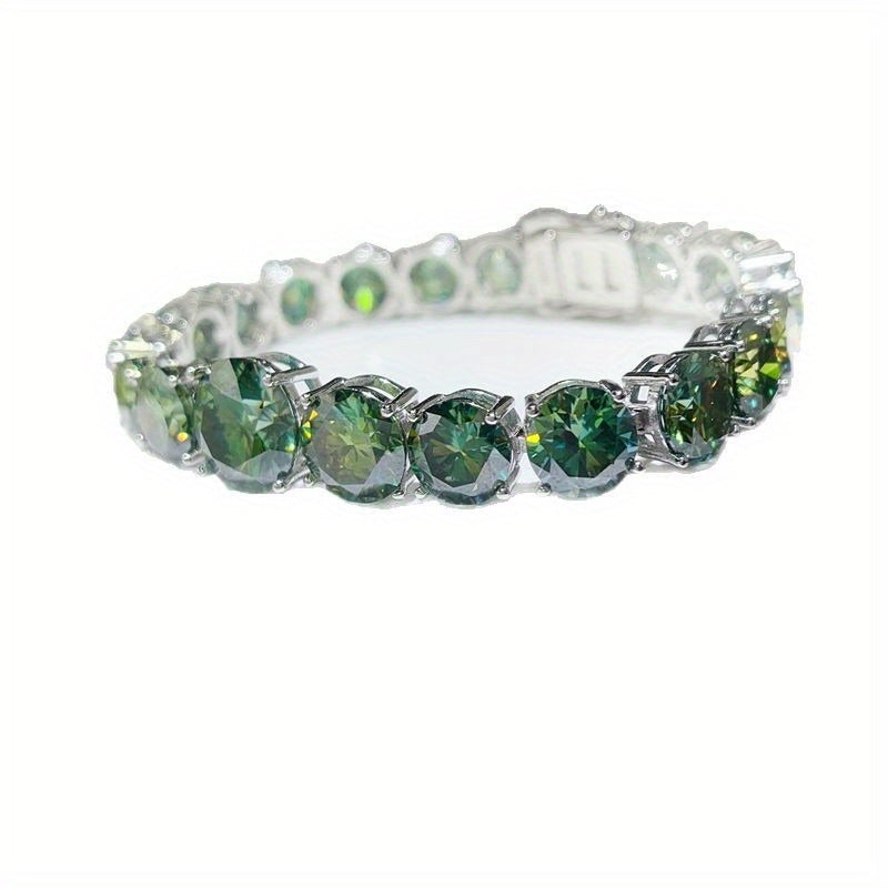 Green Moissanite 5-carat tennis bracelet, the new large carat exaggerated Moissanite bracelet, suitable for daily wear, but also for parties, dates, anniversaries, birthday gifts., Date Night Accessory, Party Jewelry, Bold Je