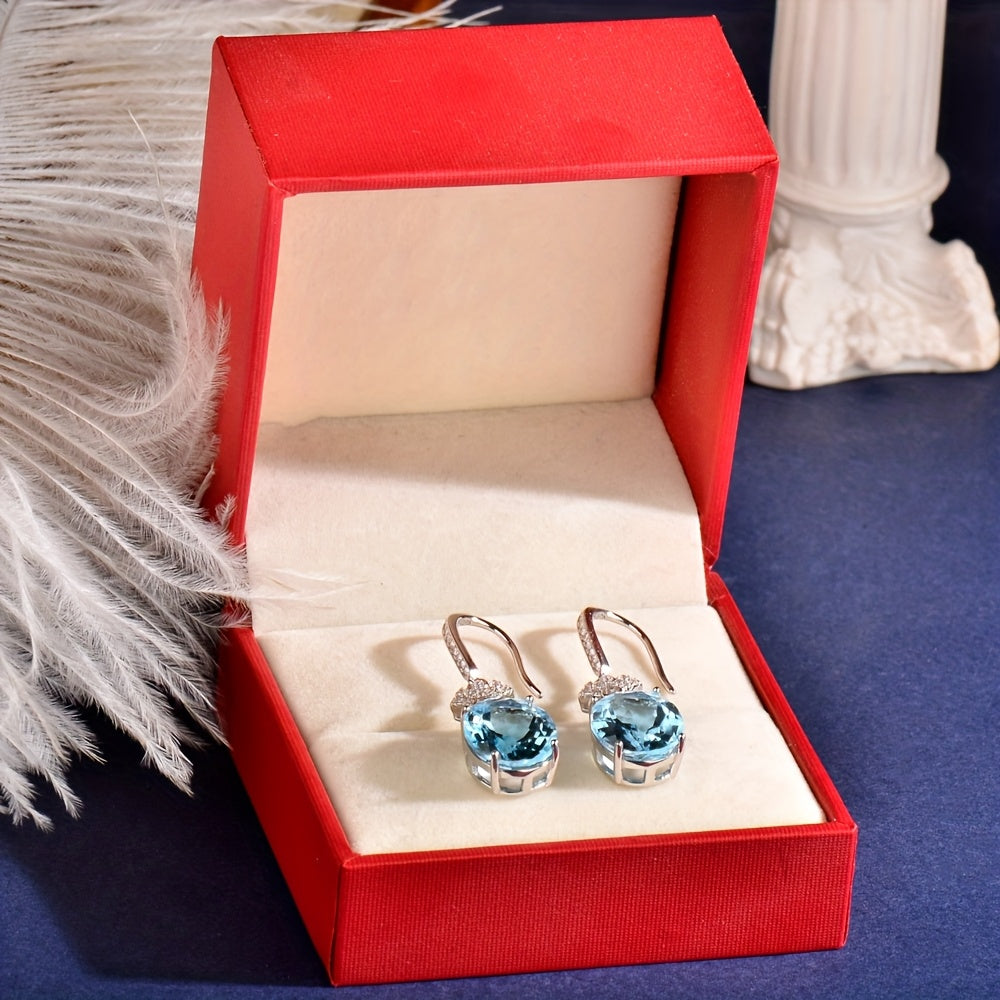 "925 Sterling 925 Silver Natural Topaz Earrings for - Elegant, Fashionable, Luxurious, and Sophisticated. Perfect for Valentine's Day, Mother's Day, Birthdays, Christmas, and Thanksgiving as a Gift for Your Beloved.", for Tee