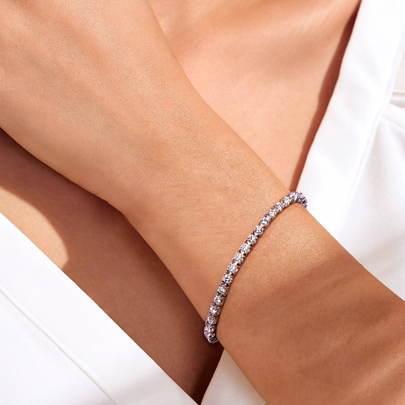 1pc 925 Silver 2/2.5/3mm VVS1 D Color Moissanite Tennis Bracelet with Lobster Clasp - Comfortable to Wear, Ideal for Birthdays and Parties, Comes with Gift Box, Perfect for Valentine'S Day, Daily Wear, and Special Occasions,