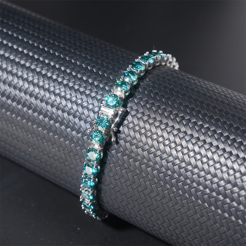 0.1-0.5 Carat Green Moissanite Bracelet, S925 Silver Elegant Multi-functional Tennis Chain for Both Men And Women, High-end Light Luxury Jewelry, Perfect Gift for Engagement, Wedding, Valentine's Day, Mother's Day, Anniversar