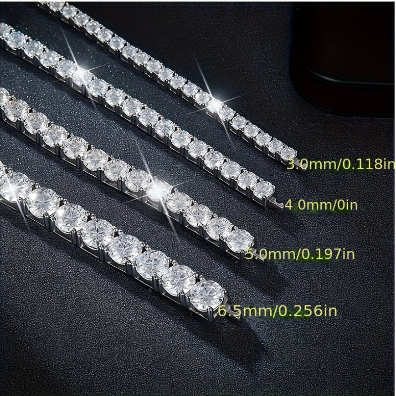 1pc 0.1-0.5 Carat Moissanite Bracelet, S925 Silver Temperament Versatile Tennis Chain Jewelry Unisex