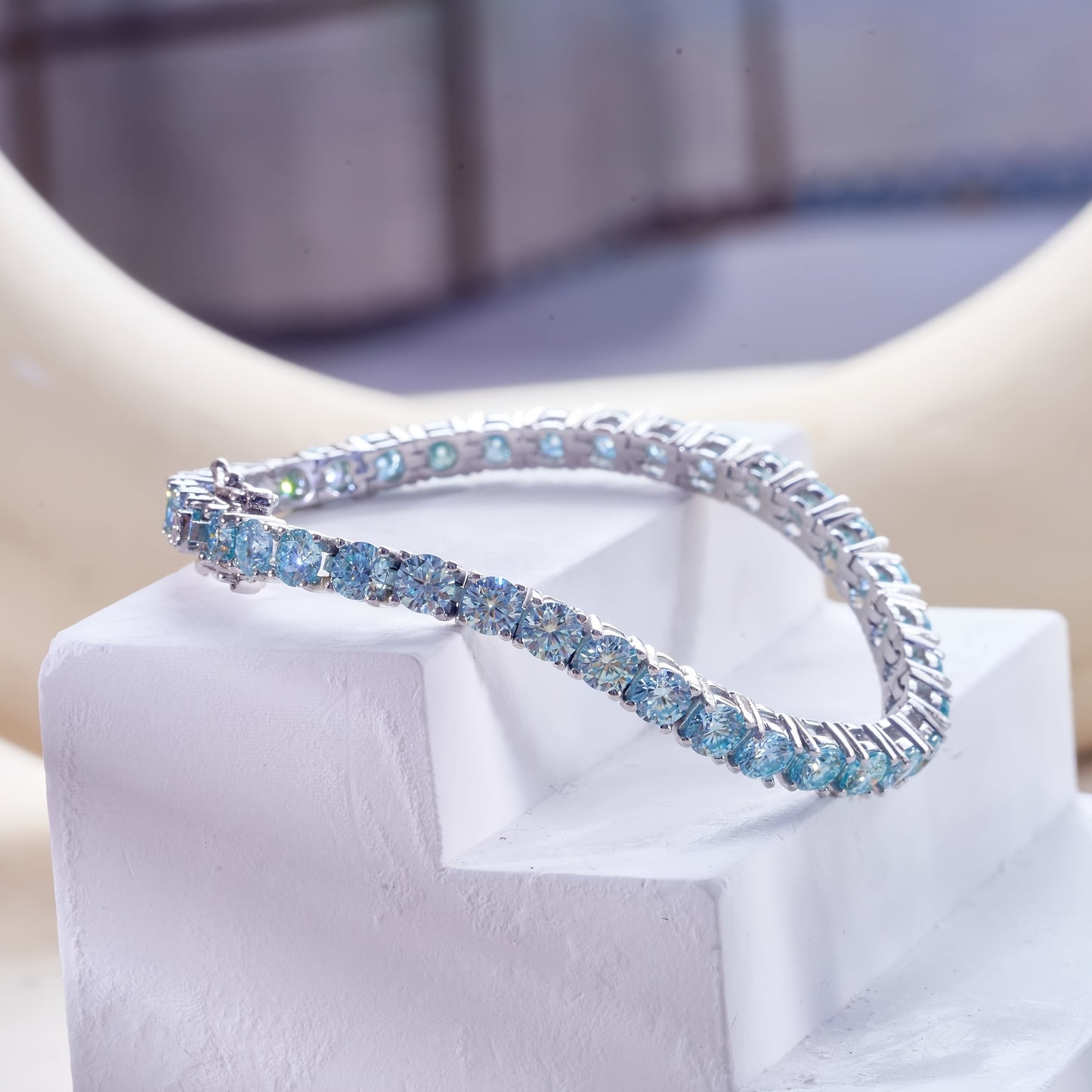 Shiny Gorgeous Women'S Tennis Bracelet, Full Moissanite Style Design Bracelet, Women'S Luxury Jewelry, Engagement Wedding Bracelet, Birthday, Anniversary, Valentine'S Day, Mother'S Day, Halloween, Thanksgiving, Christmas Gift