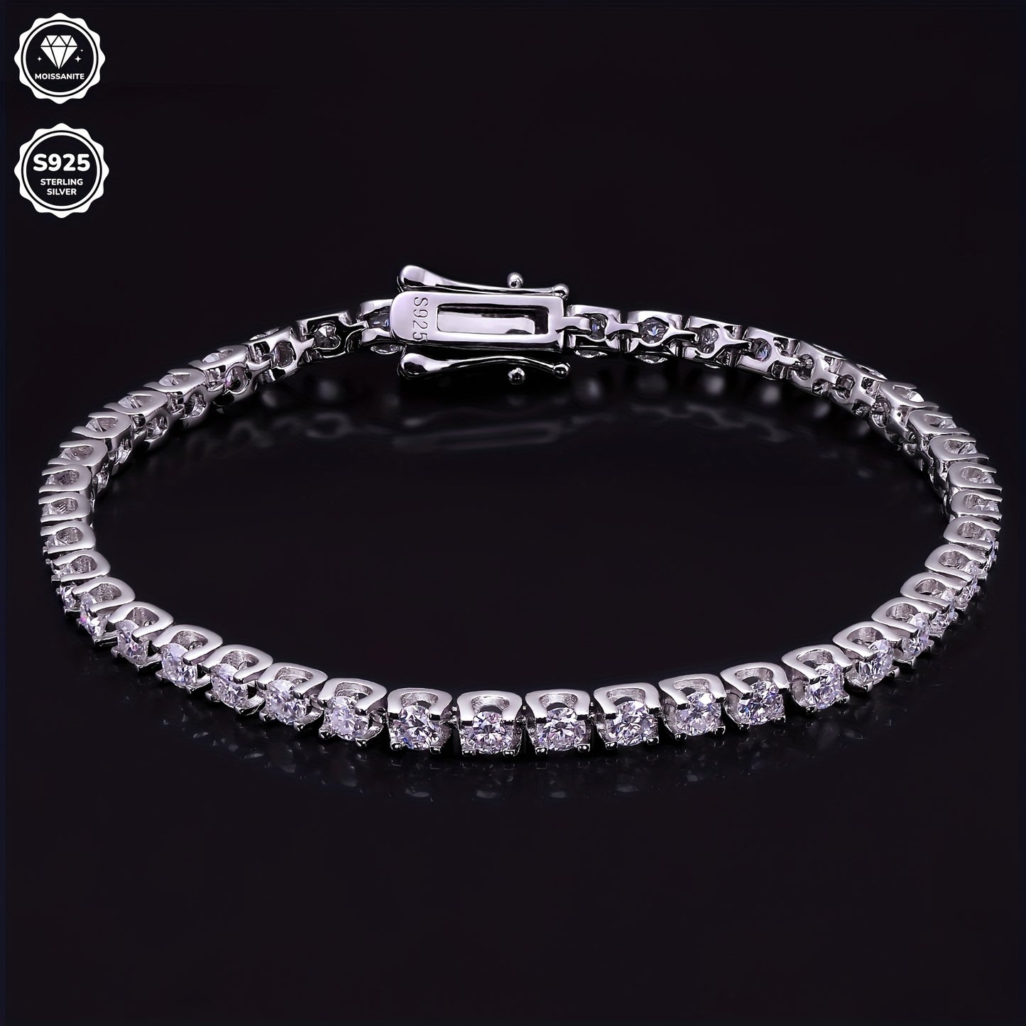 1pc 925 Silver 2/2.5/3mm VVS1 D Color Moissanite Tennis Bracelet with Lobster Clasp - Comfortable to Wear, Ideal for Birthdays and Parties, Comes with Gift Box, Perfect for Valentine'S Day, Daily Wear, and Special Occasions,