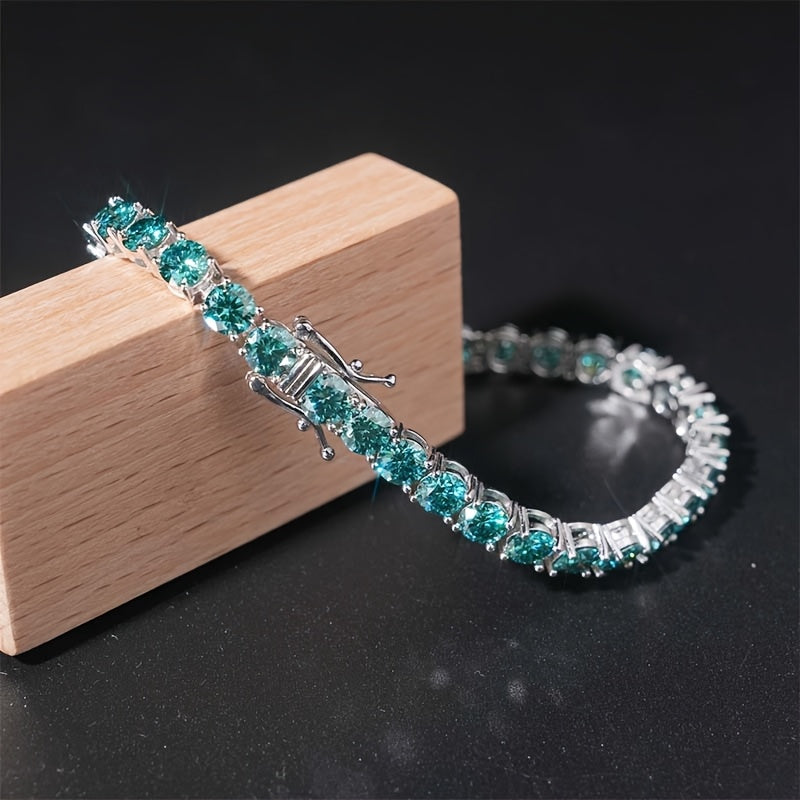 0.1-0.5 Carat Green Moissanite Bracelet, S925 Silver Elegant Multi-functional Tennis Chain for Both Men And Women, High-end Light Luxury Jewelry, Perfect Gift for Engagement, Wedding, Valentine's Day, Mother's Day, Anniversar